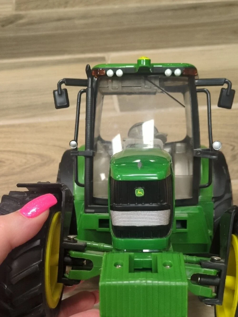 John Deere Green and Yellow Toy Tractor Model with Black Tires